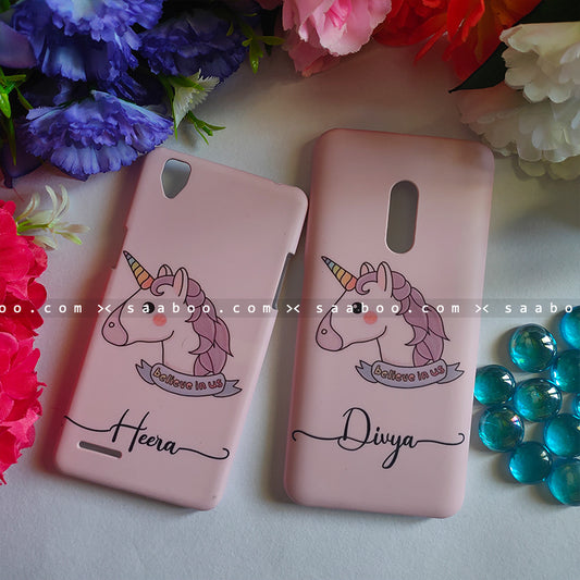 Couple Cases Pink Unicorn Name Cases
