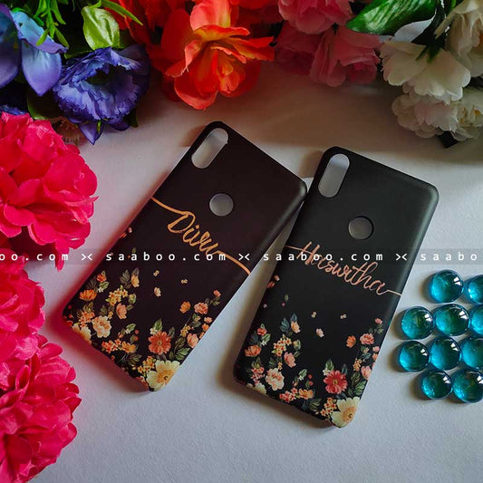 Black Floral Case with Name for BFF Goals and Couple Goals