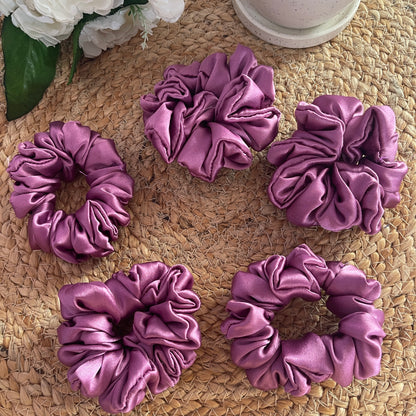 Purple Satin Scrunchies