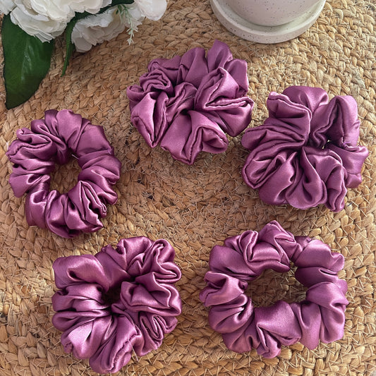 Purple Satin Scrunchies
