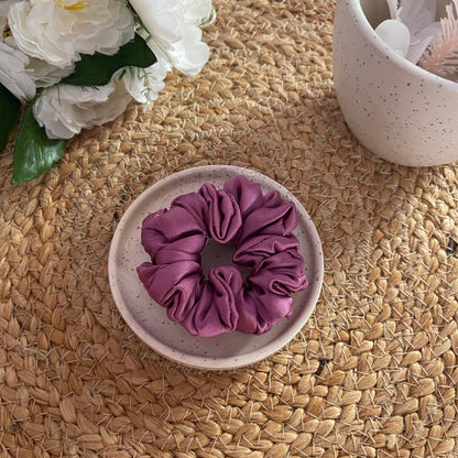 Purple Satin Scrunchies