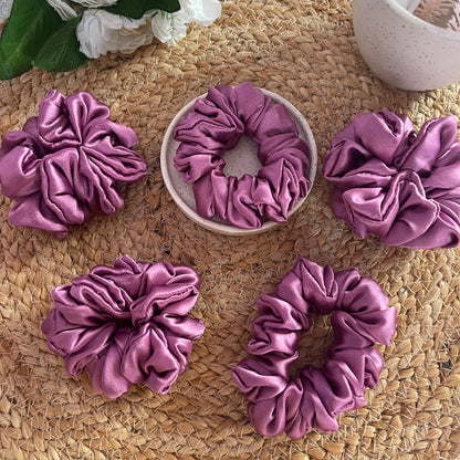 Purple Satin Scrunchies