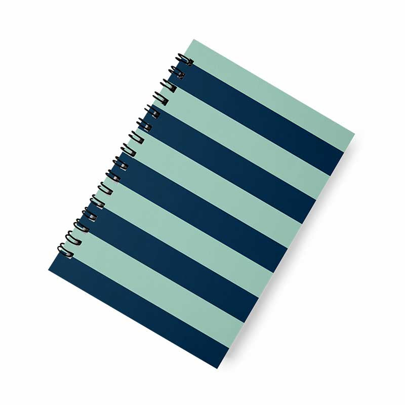 Blue Grey Stripes A5 Spiral Notebook
