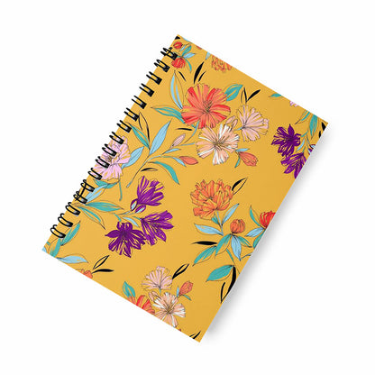 Yellow Floral A5 Spiral Notebook