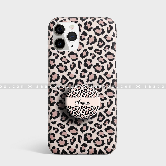 Leopard Gripper Case With Peach and Black
