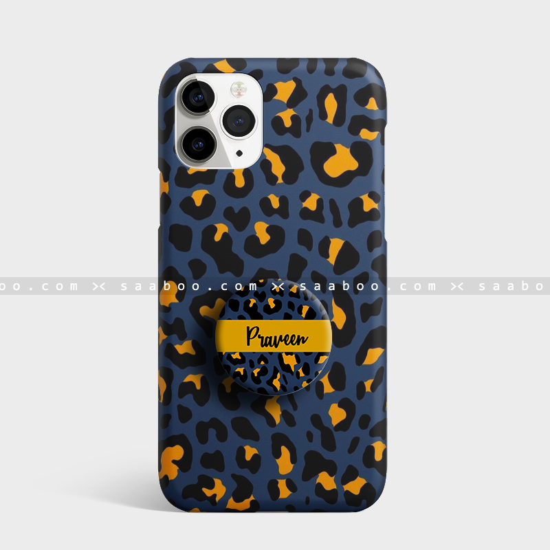 Leopard Gripper Case With Dark Blue And Yellow