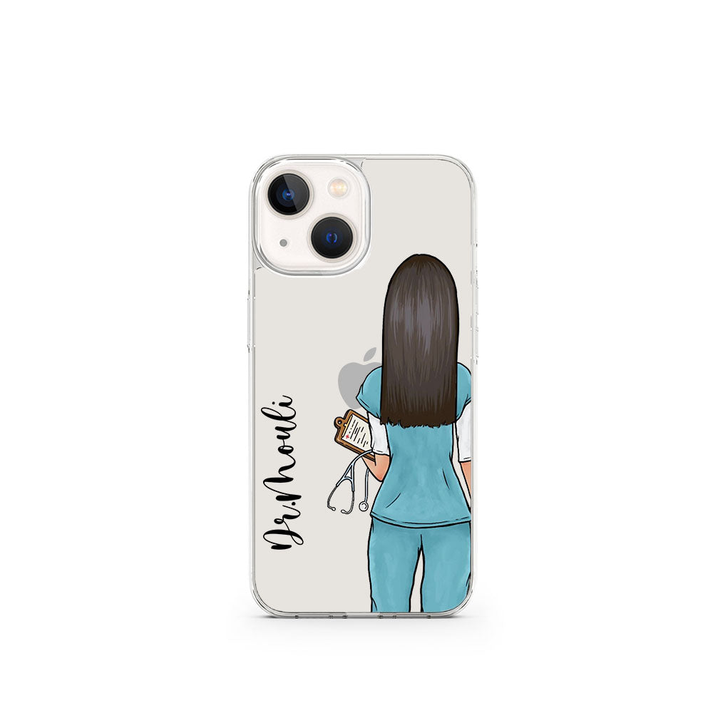 Transparent Silicone case with Name printed Doctor girl