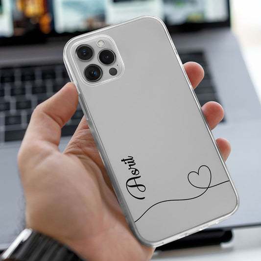 Heart transparent silicone case with name