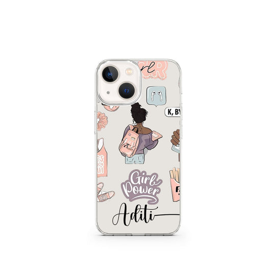 Transparent Silicone case with Name printed Girl Power