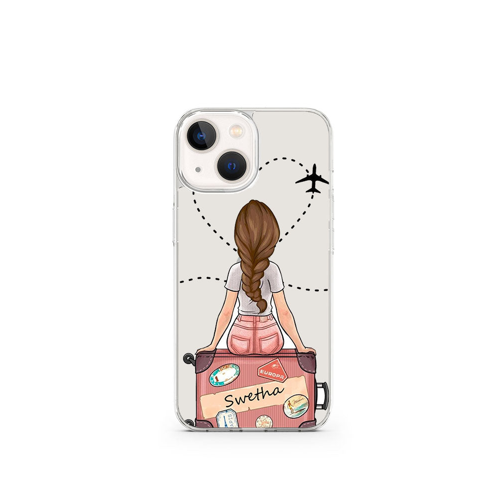 Transparent Silicone case with Name printed Travel girl