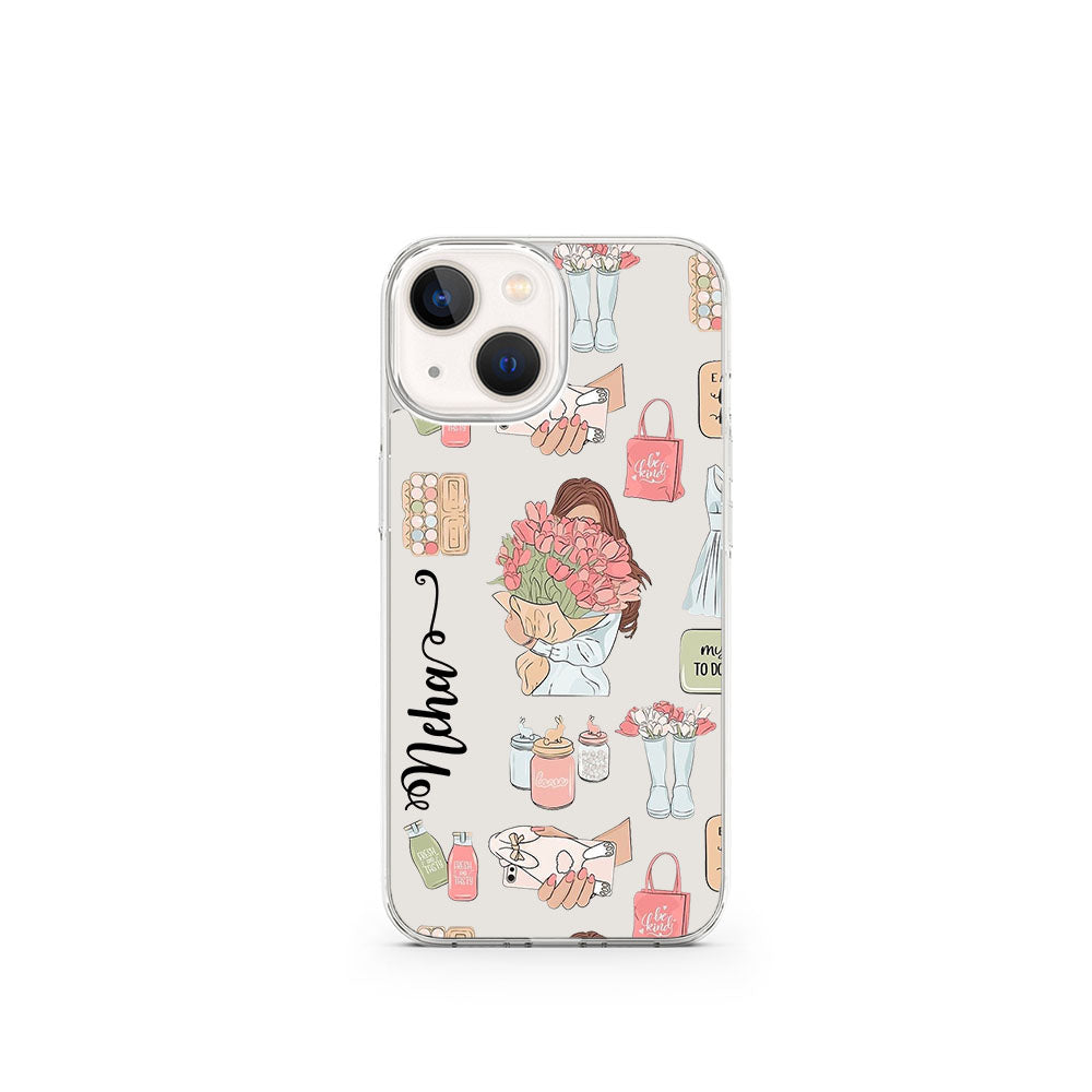 Transparent Silicone case with Name printed Flower girl