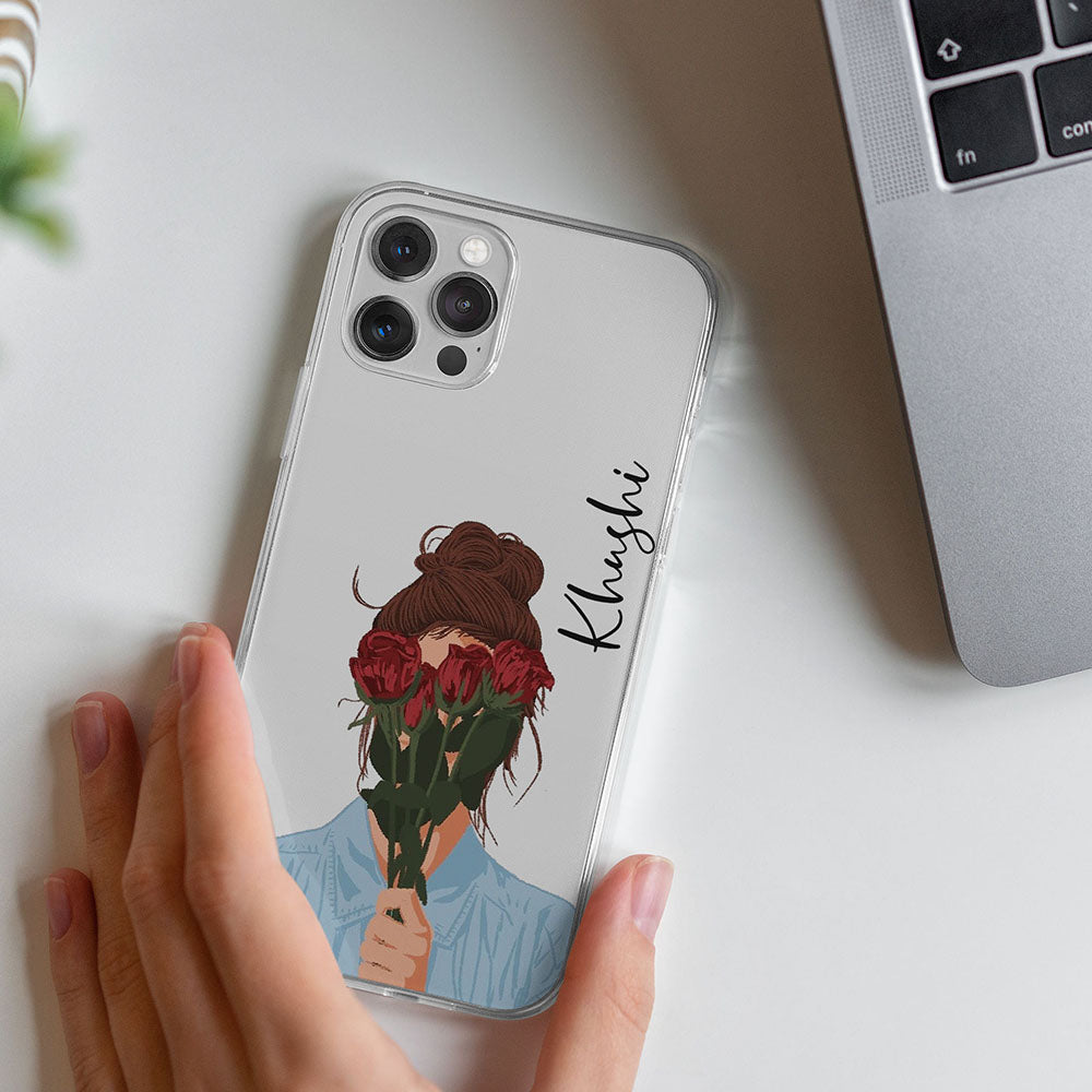 Flower-Flies transparent silicone case with name