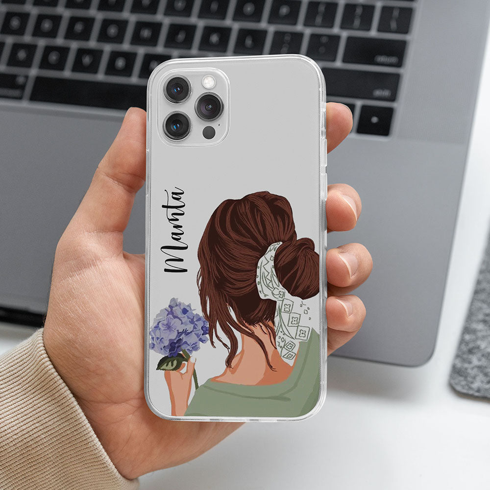 Flowerier transparent silicone case with name