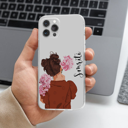 Flowerets transparent silicone case with name