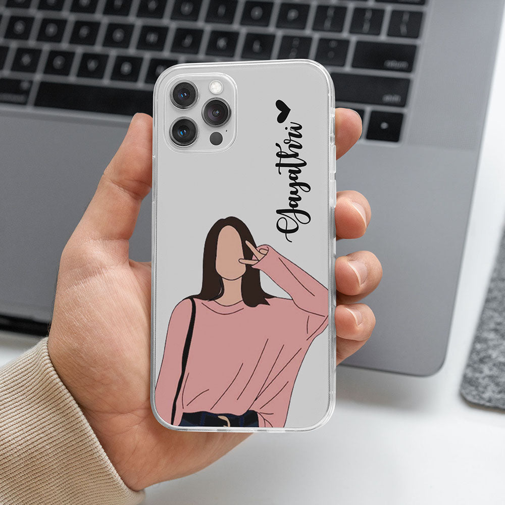 Transparent Silicone case with Name printed Cute girl