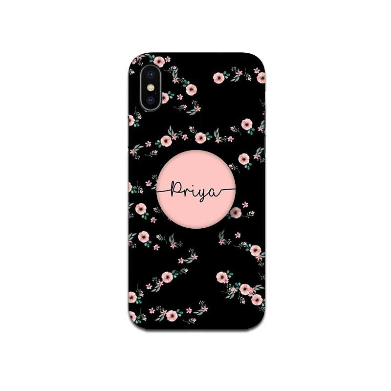 Gripper Case With Black Peach Floral Name