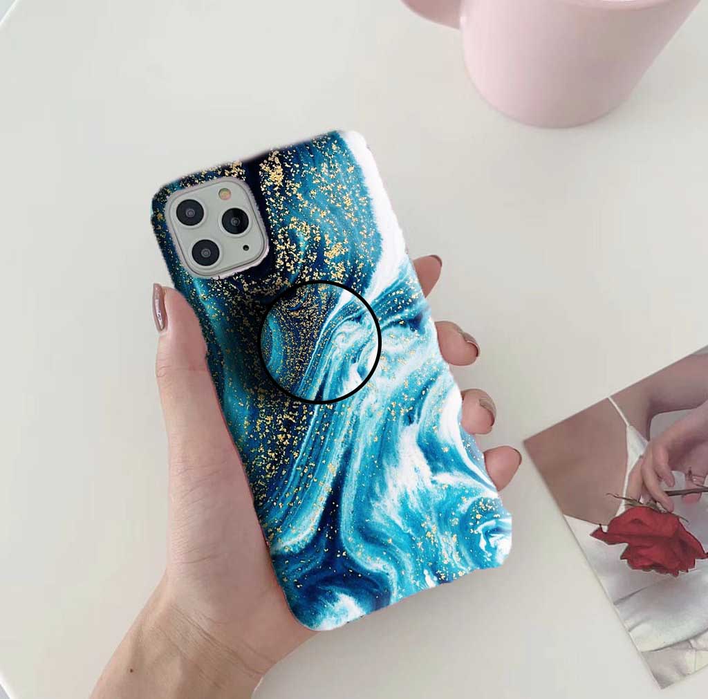 Gripper Case With Golden Peacock Marble Pattern