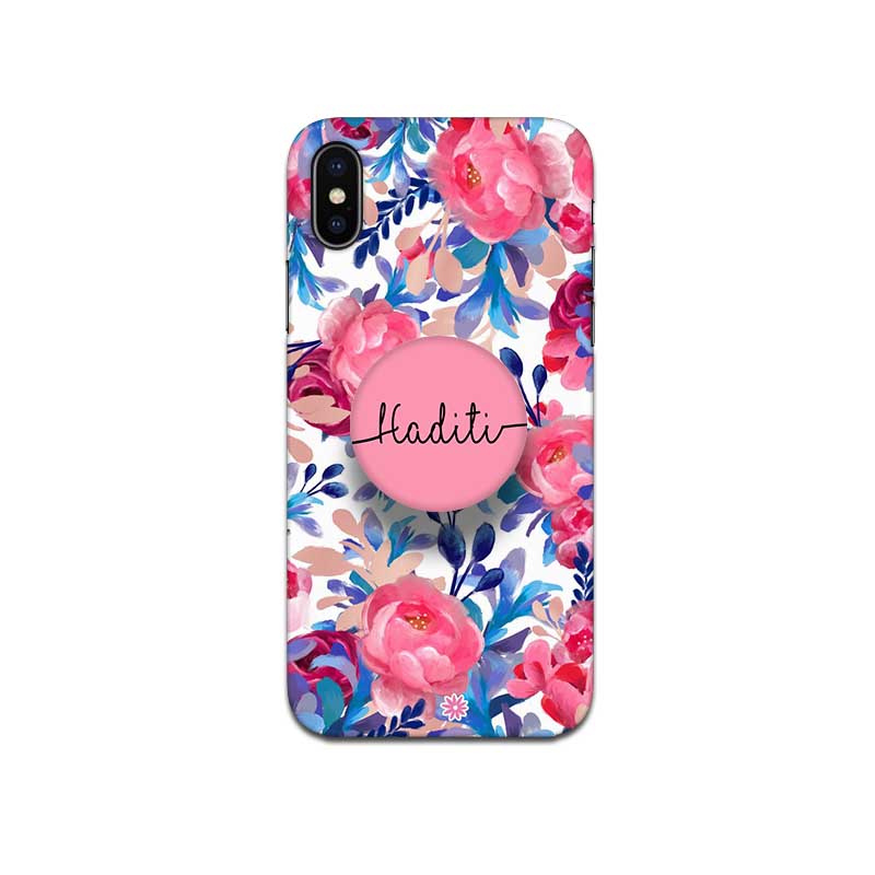 Gripper Case With Blue Pink Floral Name