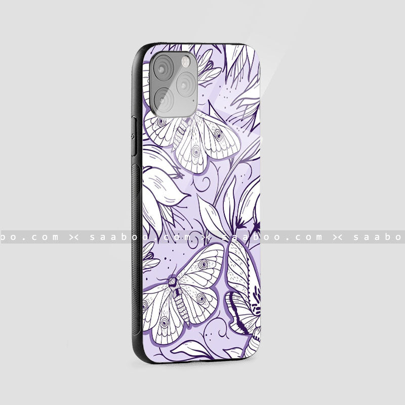 Glass Case With Lavender Butterfly Floral