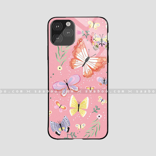 Glossy Protective Case With Pink Butterfly