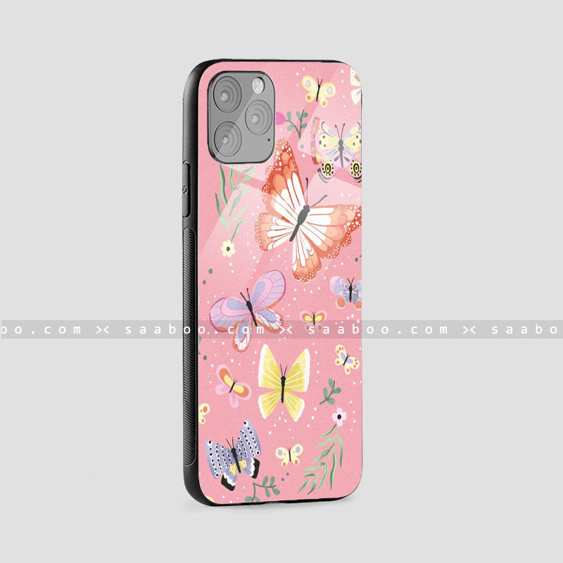 Glass Case With Pink Butterfly