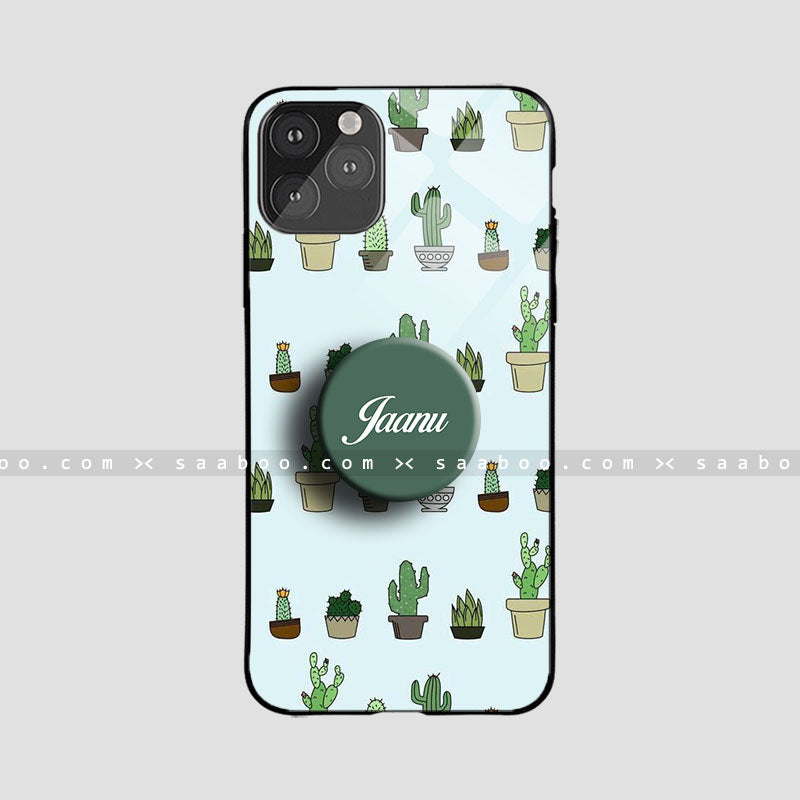 Glass Case With Green Cactus