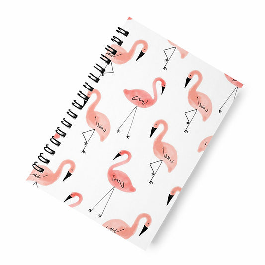 Flamingo white A5 Spiral Notebook