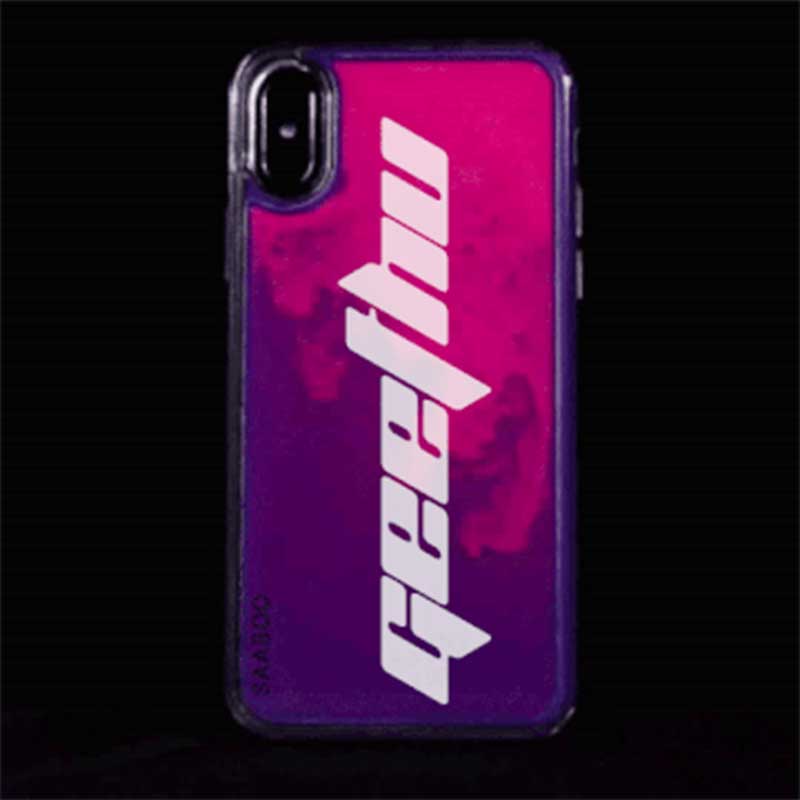 Pink Neon Sand Glow Case With Bold Font