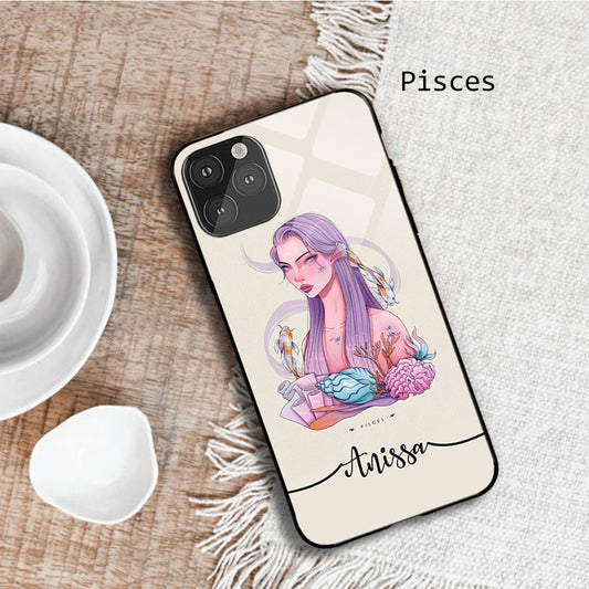 Pisces Sign Name glass case