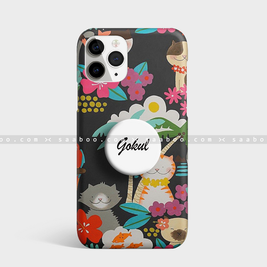 Gripper Case With Cats And Floral