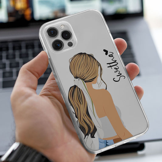 Transparent Silicone case with Scarf girl