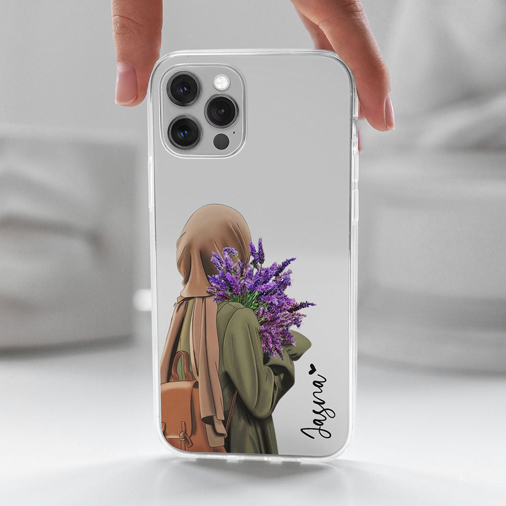 Purple Flower Girl Transparent Silicone case