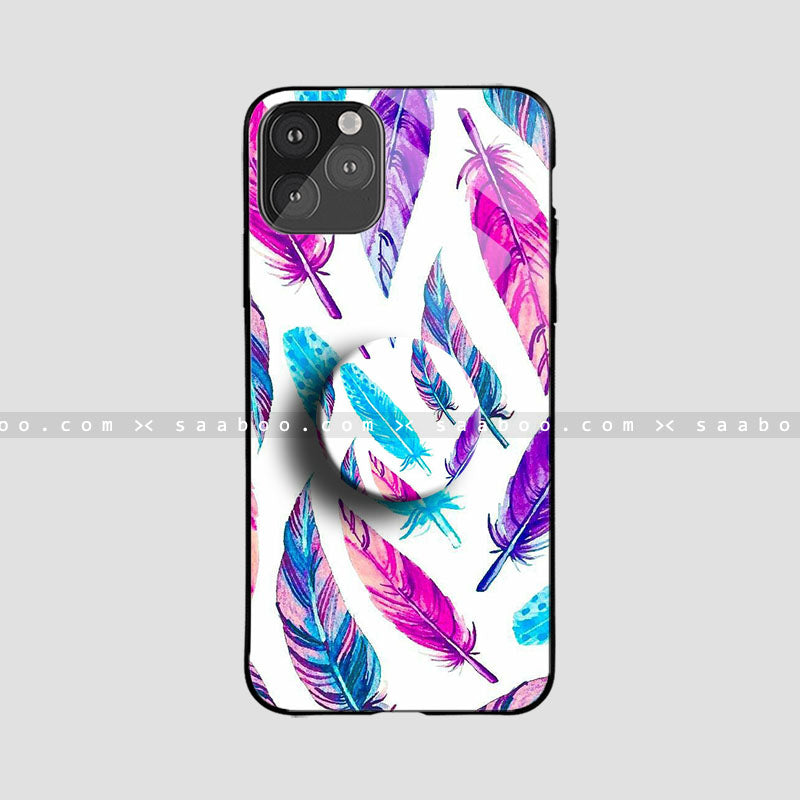 Glass Case With Dark Blue Feather