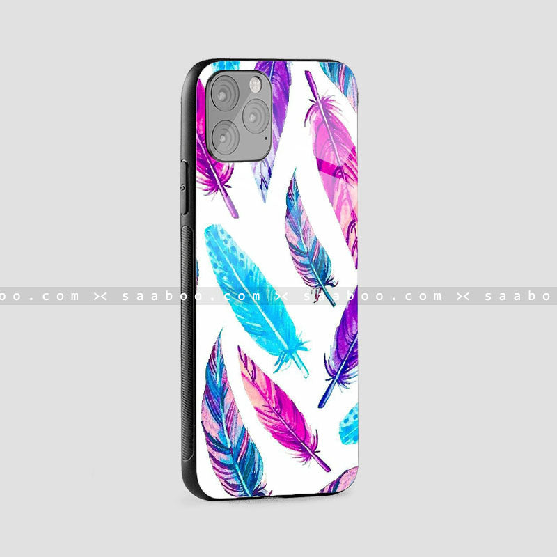 Glass Case With Dark Blue Feather