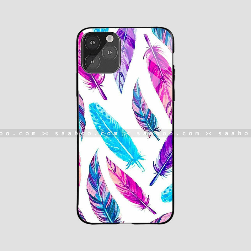 Glass Case With Dark Blue Feather