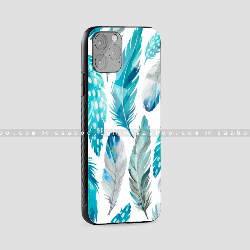 Glass Case With Blue Feather