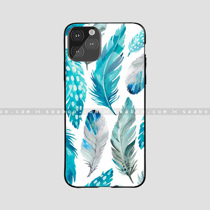 Glass Case With Blue Feather
