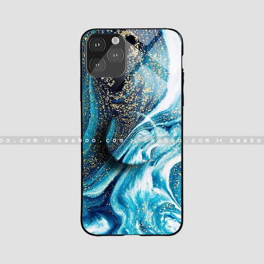 Glass Case With Space Blue Wave