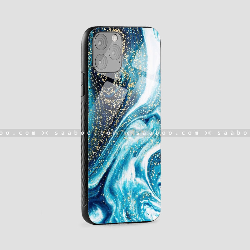 Glass Case With Space Blue Wave