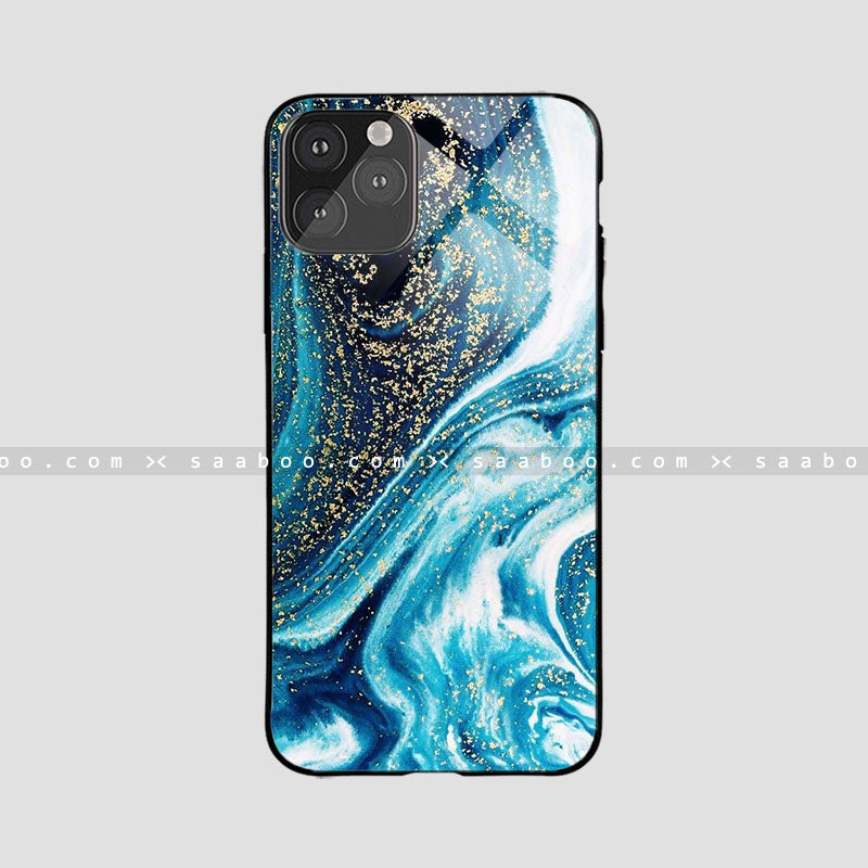 Glass Case With Space Blue Wave