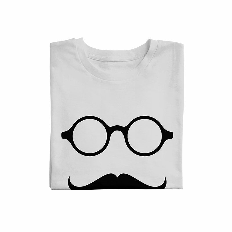 Glass with mustache White Unisex T-Shirt