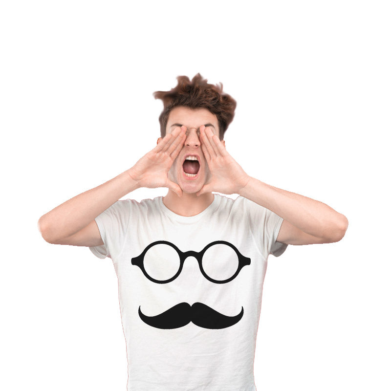 Glass with mustache White Unisex T-Shirt