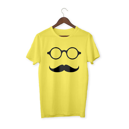 Glass with mustache yellow Unisex T-Shirt