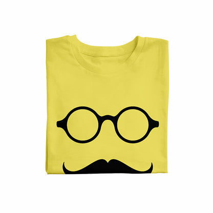 Glass with mustache yellow Unisex T-Shirt